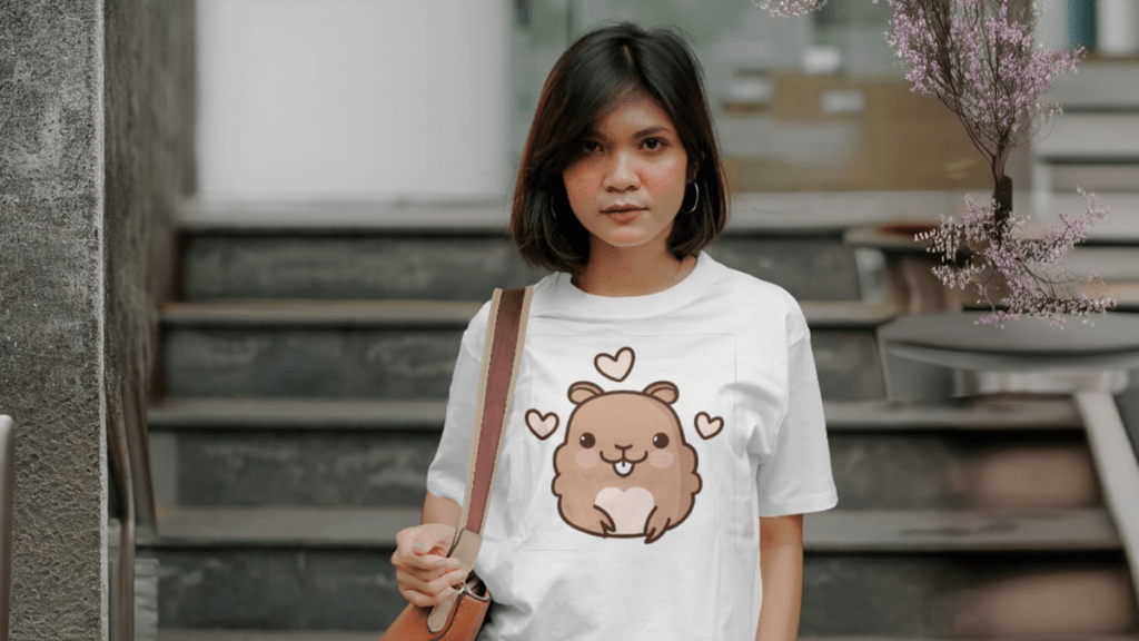 Happy Cute Capybara Tee With Heart Above Head 1 Happy Cute Capybara Tee With Heart Above Head